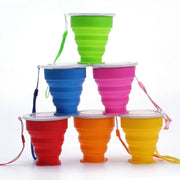 1Pc 200Ml Portable Silicone Retractable Folding Cup with Lid Telescopic Collapsible Drinking Cup Outdoor Travel Water Cup