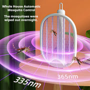 3000V Foldable Electric Mosquito Killer USB Rechargeable Fly Trap Mosquito Swatter Racket Insect Killer with UV Light Bug Zapper