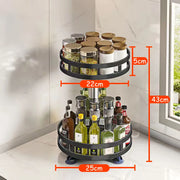 360°Rotation Spice Rack Organizer Jar Non-Skid Carbon Steel Storage Tray for Seasonings and Spices Cans for Kitchen Accessories