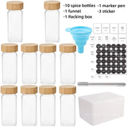 Glass Spice Jars with Bamboo Lid Spice Seasoning Containers Spice Pot Salt Pepper Shakers Spice Organizer Kitchen Spice Jar Set