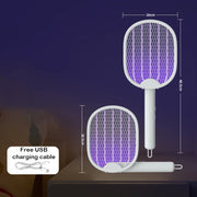 3000V Foldable Electric Mosquito Killer USB Rechargeable Fly Trap Mosquito Swatter Racket Insect Killer with UV Light Bug Zapper