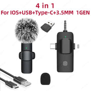Professional 4 in 1 Wireless Lavalier Microphone for Iphone Android 3.5Mm for Radio Live Recording Noise Reduction Mini Microph