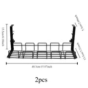 Under Table Storage Rack Metal Cable Management Tray Home Office Desk Wire Organizer No Punching Kitchen Storage Accessories