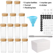 Glass Spice Jars with Bamboo Lid Spice Seasoning Containers Spice Pot Salt Pepper Shakers Spice Organizer Kitchen Spice Jar Set
