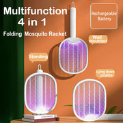 3000V Foldable Electric Mosquito Killer USB Rechargeable Fly Trap Mosquito Swatter Racket Insect Killer with UV Light Bug Zapper