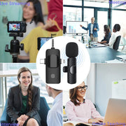 Professional 4 in 1 Wireless Lavalier Microphone for Iphone Android 3.5Mm for Radio Live Recording Noise Reduction Mini Microph