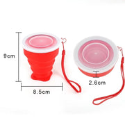 1Pc 200Ml Portable Silicone Retractable Folding Cup with Lid Telescopic Collapsible Drinking Cup Outdoor Travel Water Cup