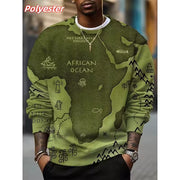 African Ocean Pattern sweatshirt for Men – 3D Africa Map Printed Pullover | Autumn Long Sleeve Casual Sweatshirt