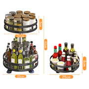 360°Rotation Spice Rack Organizer Jar Non-Skid Carbon Steel Storage Tray for Seasonings and Spices Cans for Kitchen Accessories