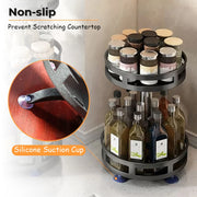 360°Rotation Spice Rack Organizer Jar Non-Skid Carbon Steel Storage Tray for Seasonings and Spices Cans for Kitchen Accessories