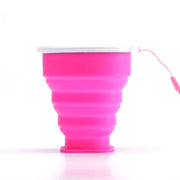 1Pc 200Ml Portable Silicone Retractable Folding Cup with Lid Telescopic Collapsible Drinking Cup Outdoor Travel Water Cup