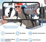 Professional 4 in 1 Wireless Lavalier Microphone for Iphone Android 3.5Mm for Radio Live Recording Noise Reduction Mini Microph