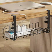 Under Table Storage Rack Metal Cable Management Tray Home Office Desk Wire Organizer No Punching Kitchen Storage Accessories