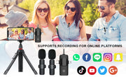 Professional 4 in 1 Wireless Lavalier Microphone for Iphone Android 3.5Mm for Radio Live Recording Noise Reduction Mini Microph