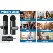 Professional 4 in 1 Wireless Lavalier Microphone for Iphone Android 3.5Mm for Radio Live Recording Noise Reduction Mini Microph