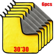 1/2/6Pcs Microfiber Cleaning Towel Thicken Soft Drying Cloth Car Body Washing Towels Double Layer Clean Rags Car Accessories